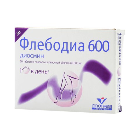 Флебодиа 600, Таблетки, 30 шт, 600 мг, в пленочной оболочке Таблетки, 30 шт, 600 мг, в пленочной оболочке