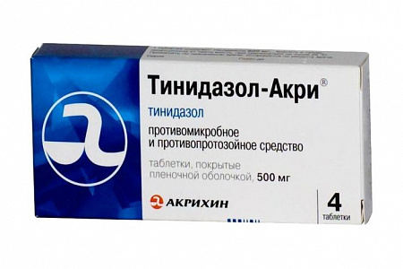 Тинидазол-Акри, Таблетки, 4 шт, 500 мг Таблетки, 4 шт, 500 мг