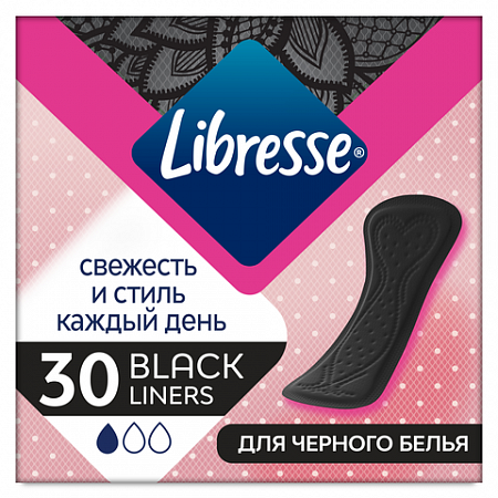 Ежедневные прокладки Libresse Dailies Style Черные, Прокладки, 30 шт Прокладки, 30 шт