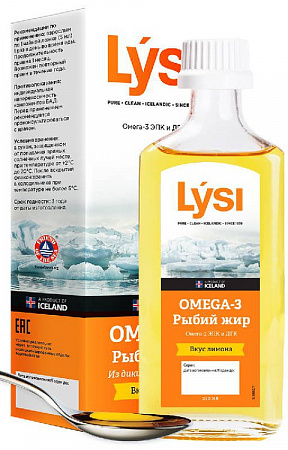 Lysi ОМЕГА-3 рыбий жир, Жидкость, флакон, 240 мл, для приема внутрь, лимон Жидкость, флакон, 240 мл, для приема внутрь, лимон