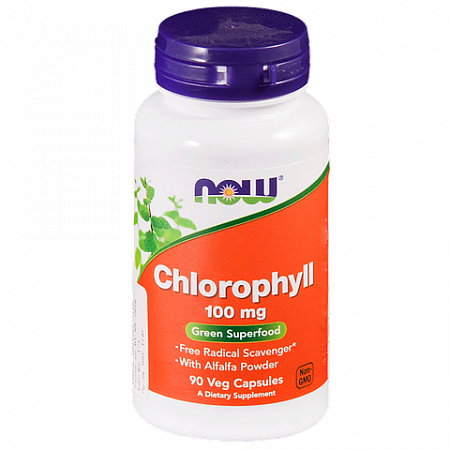 NOW Chlorophyll, Капсулы, банка, 90 шт, 100 мг, для приема внутрь Капсулы, банка, 90 шт, 100 мг, для приема внутрь